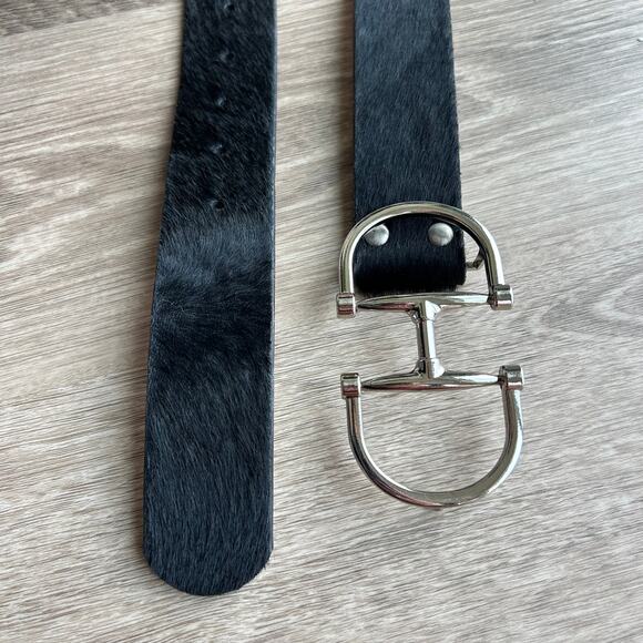 Brave Leather Kasi Bridal Hair-On Belt  Silver Buckle Black Size 32